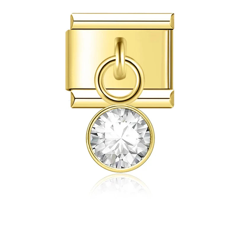 colorful birthday gemstone  ITALIAN Charms gold