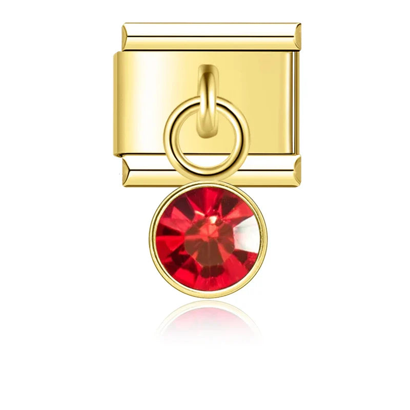 colorful birthday gemstone  ITALIAN Charms gold