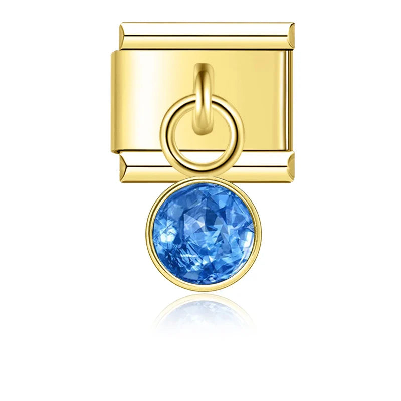 colorful birthday gemstone  ITALIAN Charms gold