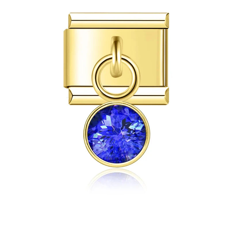 colorful birthday gemstone  ITALIAN Charms gold