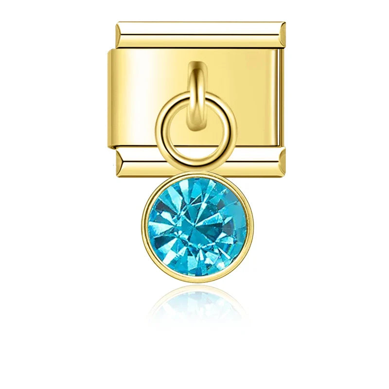 colorful birthday gemstone  ITALIAN Charms gold