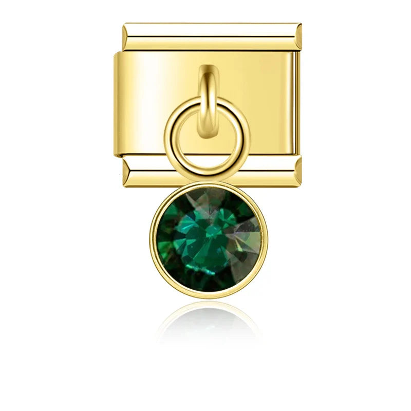 colorful birthday gemstone  ITALIAN Charms gold