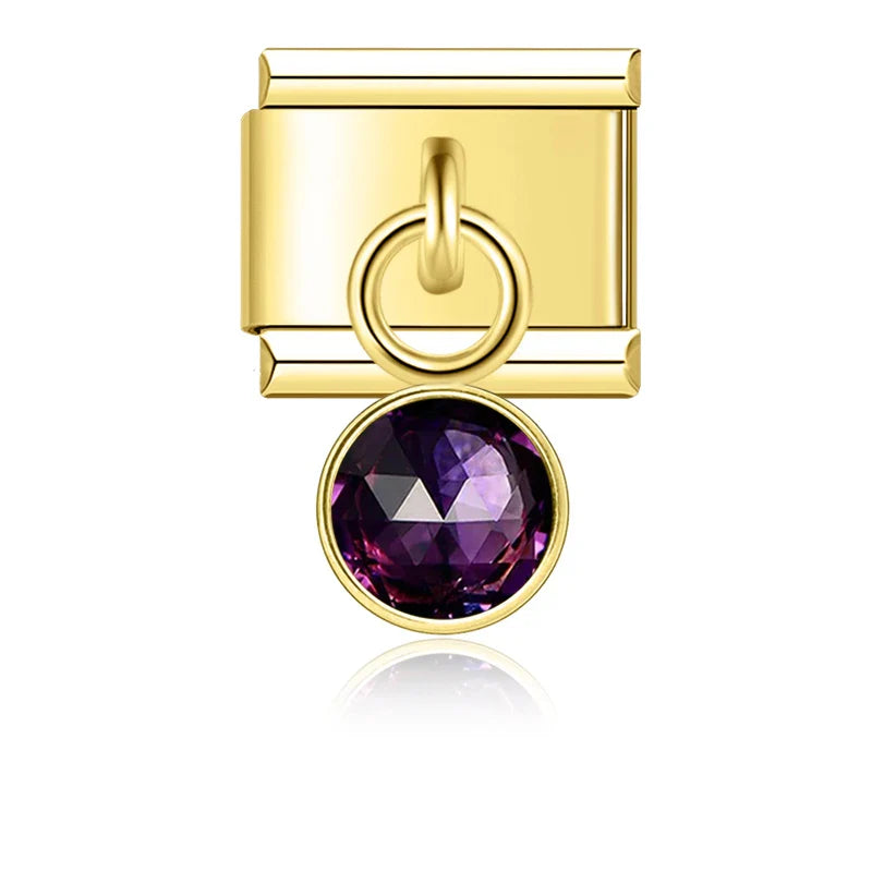 colorful birthday gemstone  ITALIAN Charms gold