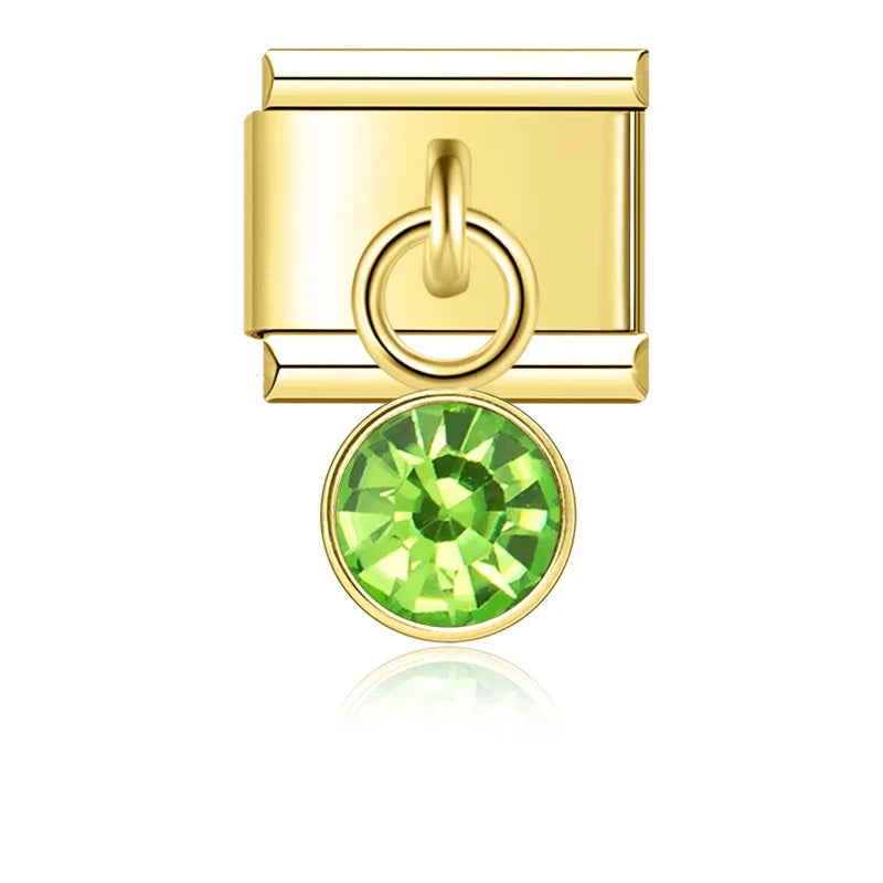 colorful birthday gemstone  ITALIAN Charms gold