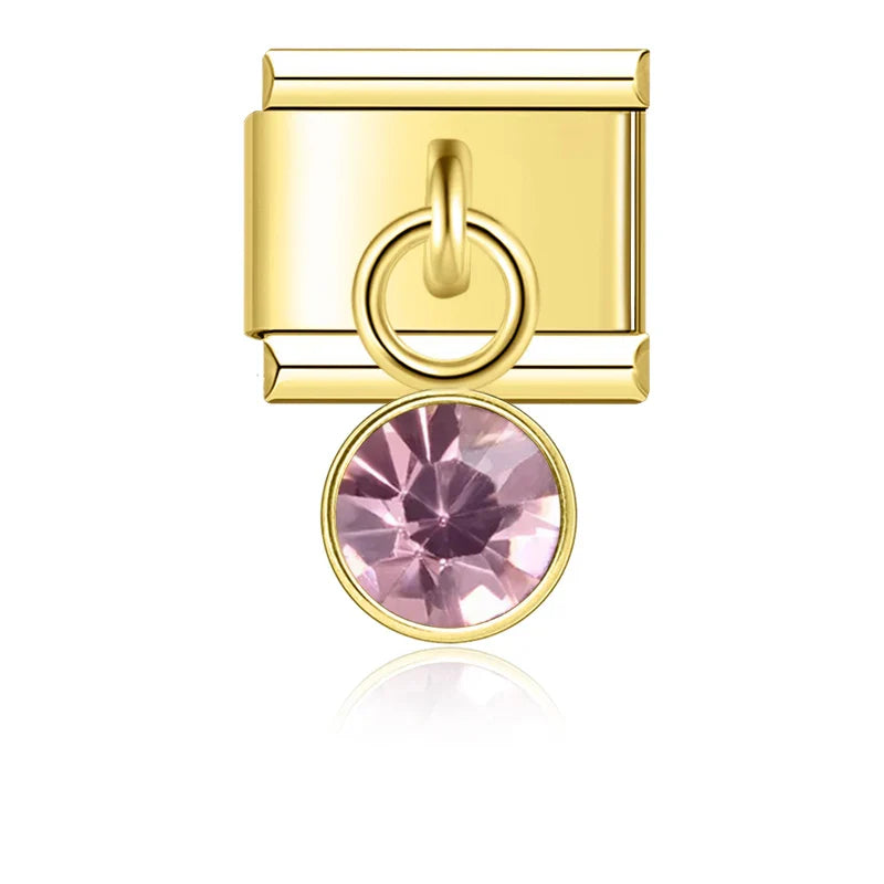 colorful birthday gemstone  ITALIAN Charms gold