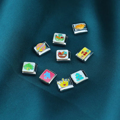 Planet, Crown, Veggie Bowl, Roast Chicken, Puzzle & Christmas Tree Italian Charms