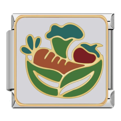 Planet, Crown, Veggie Bowl, Roast Chicken, Puzzle & Christmas Tree Italian Charms