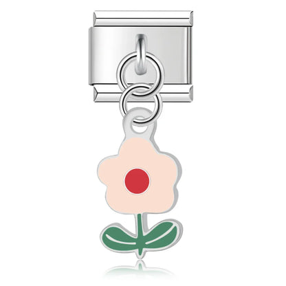 The Glaze Flower & Mushroom Dangle Charm in Silver