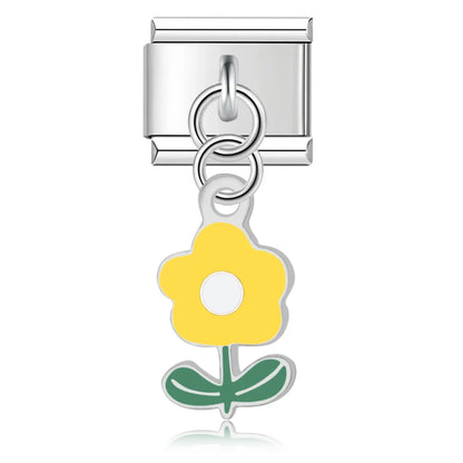 The Glaze Flower & Mushroom Dangle Charm in Silver