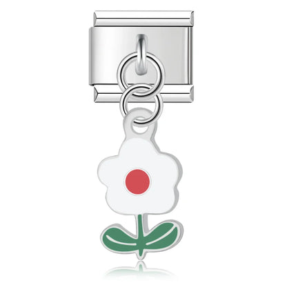 The Glaze Flower & Mushroom Dangle Charm in Silver