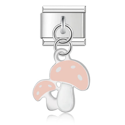 The Glaze Flower & Mushroom Dangle Charm in Silver