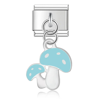 The Glaze Flower & Mushroom Dangle Charm in Silver
