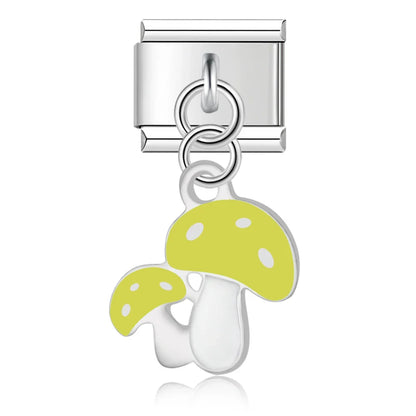 The Glaze Flower & Mushroom Dangle Charm in Silver