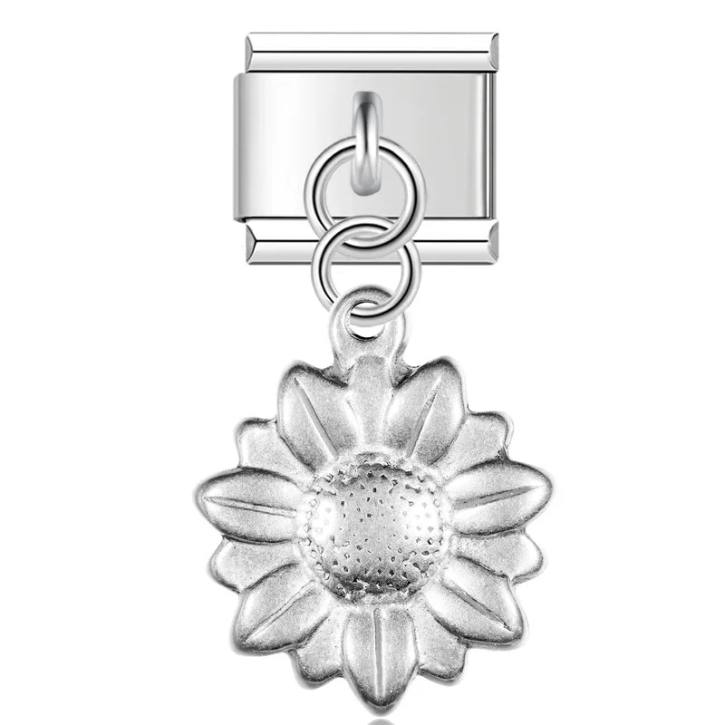 Matte Silver Embossed Symbol Dangle Charm