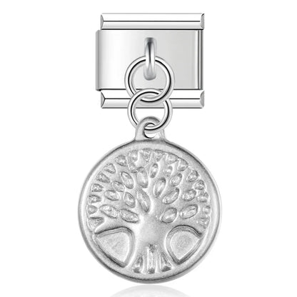The Matte Silver Embossed Symbol Dangle Charm