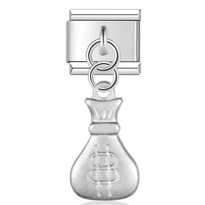 The Matte Silver Embossed Symbol Dangle Charm