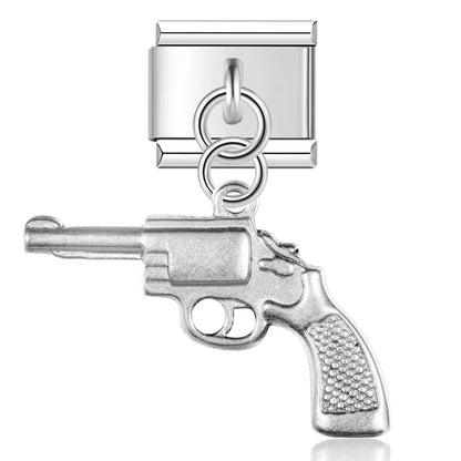 The Matte Silver Embossed Symbol Dangle Charm