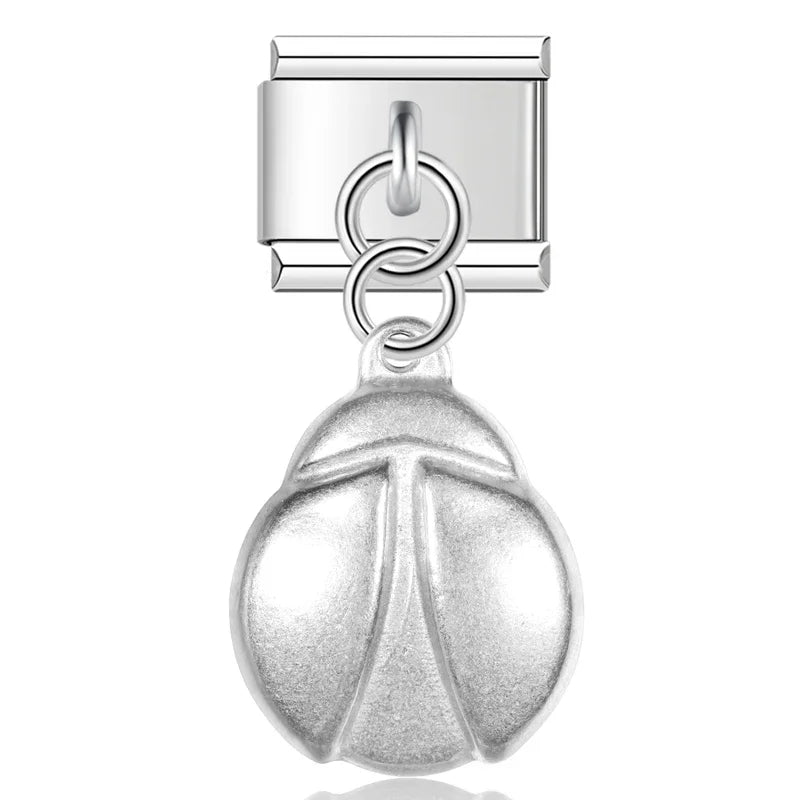 Matte Silver Embossed Symbol Dangle Charm