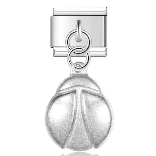 Matte Silver Embossed Symbol Dangle Charm