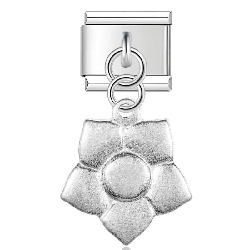 Matte Silver Embossed Symbol Dangle Charm