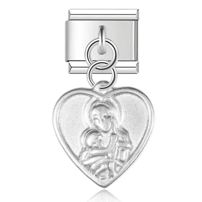 The Matte Silver Embossed Symbol Dangle Charm