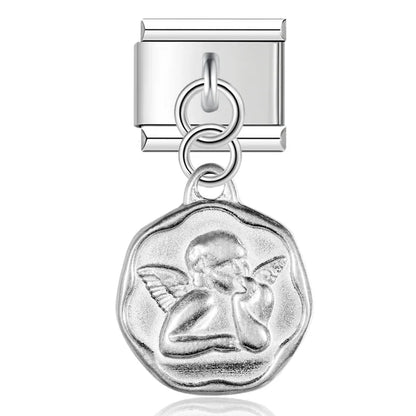 The Matte Silver Embossed Symbol Dangle Charm