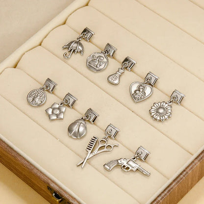 The Matte Silver Embossed Symbol Dangle Charm