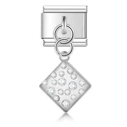 Geometric Crystal Star & Shape Dangle Charm in Silver & Gold