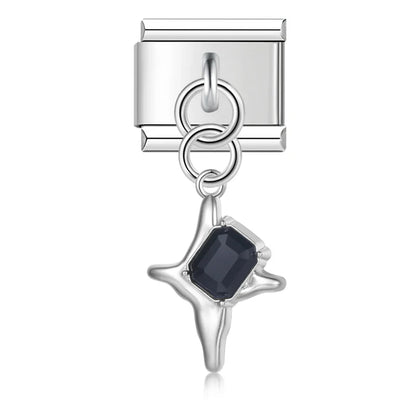 Geometric Crystal Star & Shape Dangle Charm in Silver & Gold