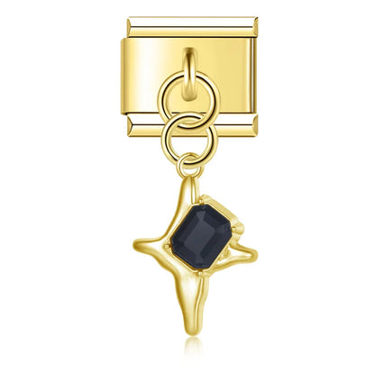 Geometric Crystal Star & Shape Dangle Charm in Silver & Gold