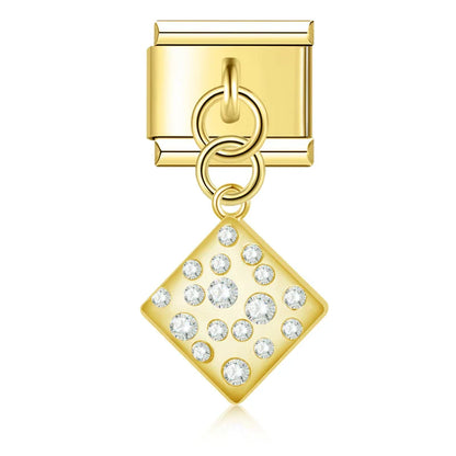 Geometric Crystal Star & Shape Dangle Charm in Silver & Gold