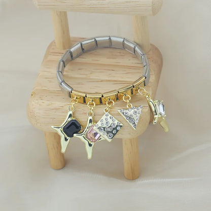Geometric Crystal Star & Shape Dangle Charm in Silver & Gold
