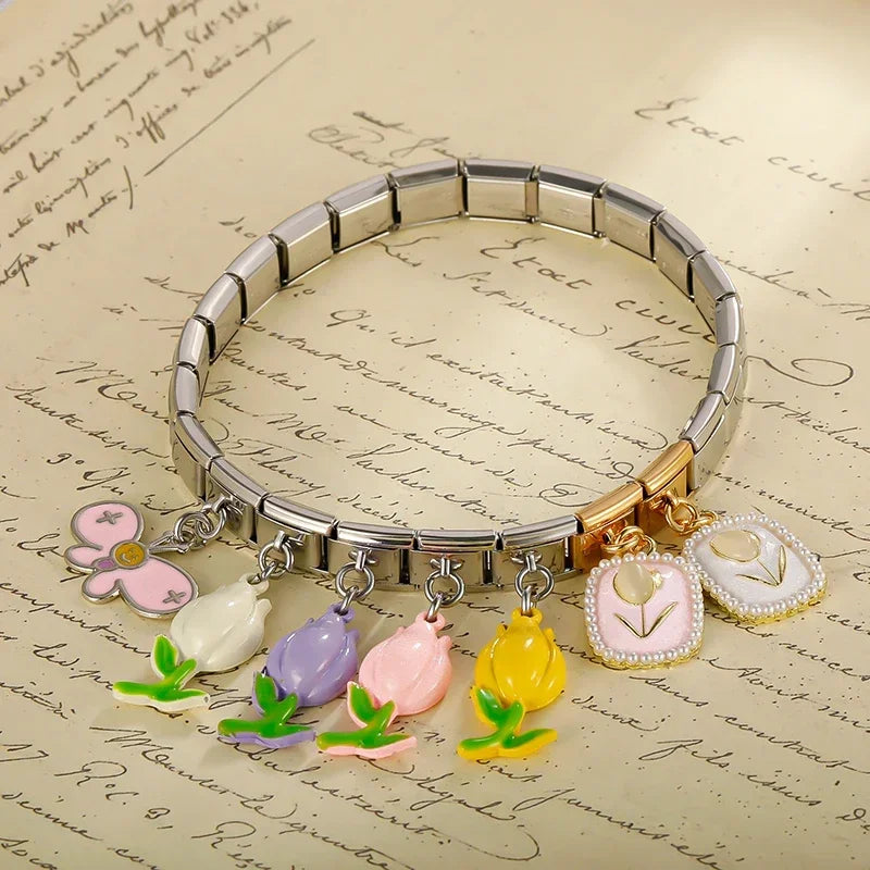Butterfly Tulip Flower charms