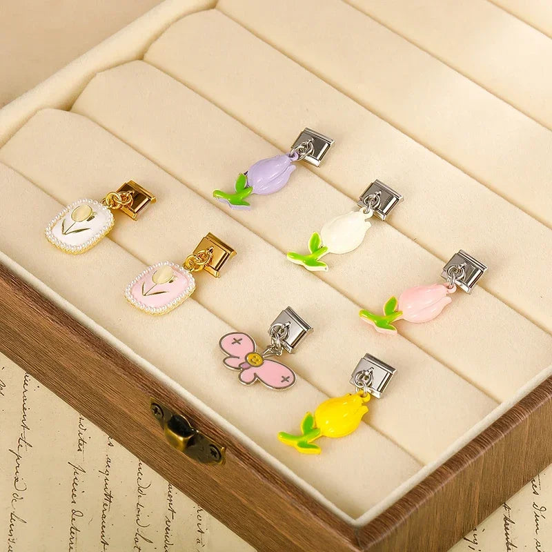 Butterfly Tulip Flower charms