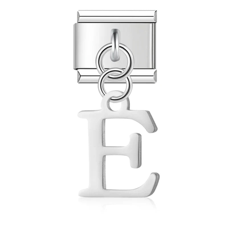 Silver Letters Dangle Italian Charms