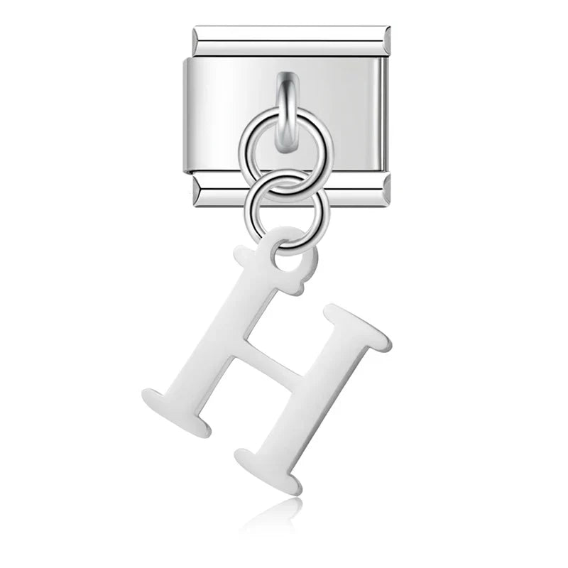Silver Letters Dangle Italian Charms
