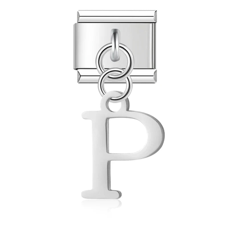Silver Letters Dangle Italian Charms