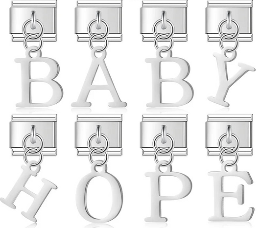 Silver Letters Dangle Italian Charms