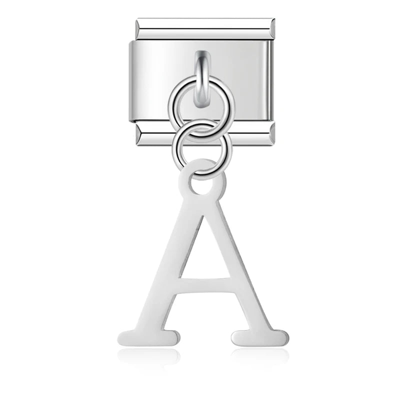 Silver Letters Dangle Italian Charms