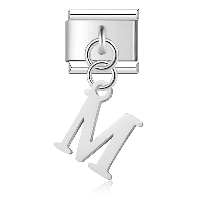 Silver Letters Dangle Italian Charms