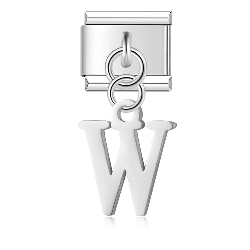 Silver Letters Dangle Italian Charms