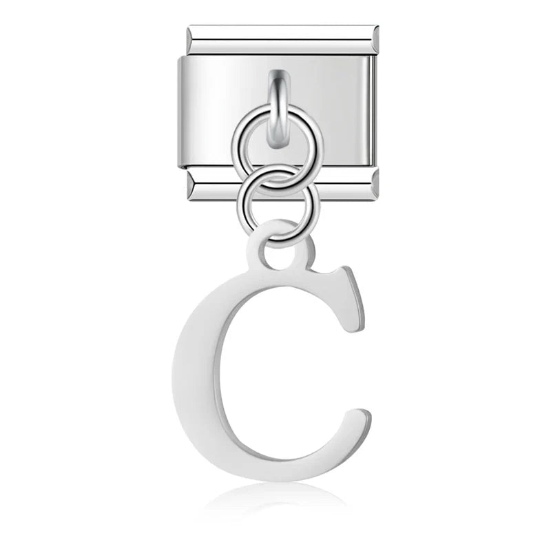 Silver Letters Dangle Italian Charms