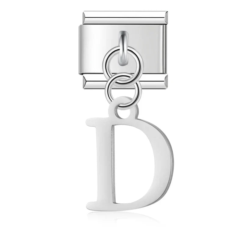 Silver Letters Dangle Italian Charms
