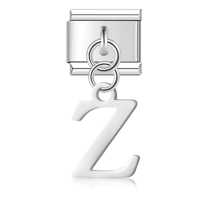 Silver Letters Dangle Italian Charms
