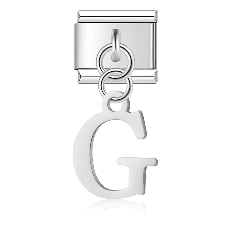 Silver Letters Dangle Italian Charms