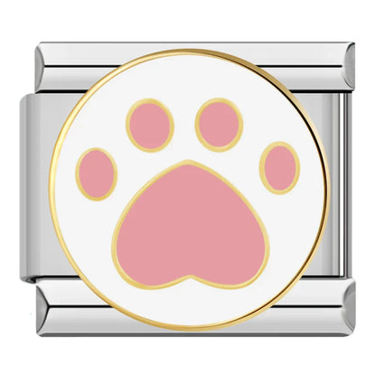 Dog Paw, Poodle & Flower Enamel Italian Charms — Paw Hearts, Poodle Bath & Red Daisy Links