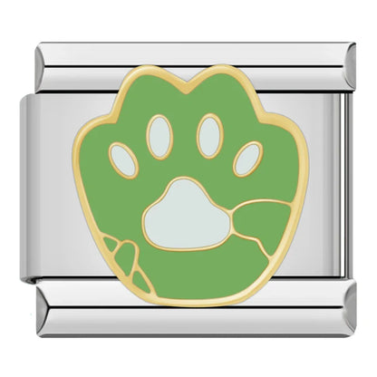 Dog Paw, Poodle & Flower Enamel Italian Charms — Paw Hearts, Poodle Bath & Red Daisy Links