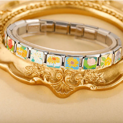 Colourful Flower Italian Charms — Daisy, Sunflower, Rose & Botanical Bracelet Links