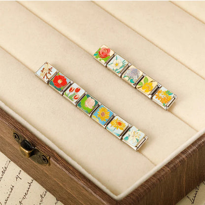 Colourful Flower Italian Charms — Daisy, Sunflower, Rose & Botanical Bracelet Links