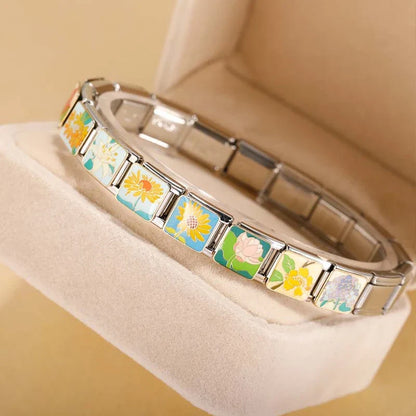 Colourful Flower Italian Charms — Daisy, Sunflower, Rose & Botanical Bracelet Links